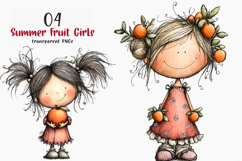 Watercolor Summer Fruit Girls Clipart Product Image 1
