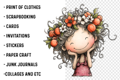 Watercolor Summer Fruit Girls Clipart Product Image 2