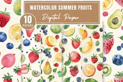 Watercolor Summer Fruits Digital Paper Bundle Product Image 1