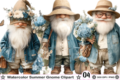 Watercolor Summer Gnome Clipart Product Image 1