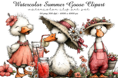 Watercolor Summer Goose Clipart Product Image 1