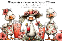 Watercolor Summer Goose Clipart Product Image 1