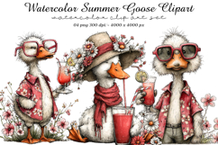 Watercolor Summer Goose Clipart Product Image 1
