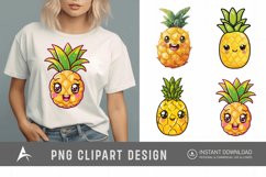 Watercolor Summer Kawaii Pineapple Clipart Product Image 1