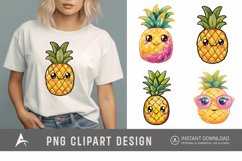 Watercolor Summer Kawaii Pineapple Clipart Product Image 1