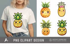 Watercolor Summer Kawaii Pineapple Clipart Product Image 1