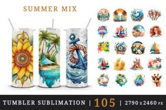Watercolor summer nature nautical beach palm trees ship yacht sun girl sea ocean design wraps sublimation bundle for customize tumbler