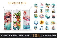 Watercolor summer nature nautical beach palm trees ship yacht sun girl sea ocean design wraps sublimation bundle for customize tumbler