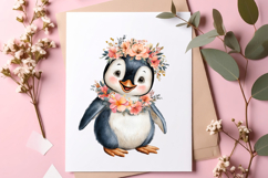 Watercolor Summer Penguin Clipart Product Image 2