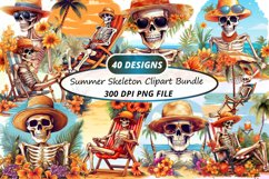 Watercolor Summer Skeleton Clipart Bundle Product Image 1