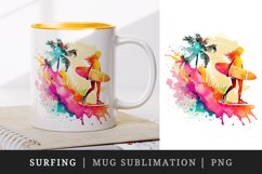 Summer surfing mug, cup wrap sublimation design png Product Image 1