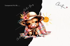 Cute Summer Highland Cow PNG | Summer PNG Product Image 2
