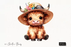 Cute Highland Cow PNG | Summer PNG Product Image 1