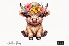 Flower Highland Cow PNG | Summer PNG Product Image 1