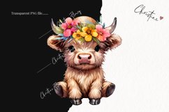 Flower Highland Cow PNG | Summer PNG Product Image 2