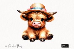 Sun Hat Highland Cow PNG | Summer PNG Product Image 1