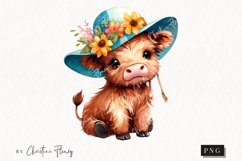 Spring Highland Cow PNG | Summer PNG Product Image 1