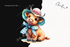 Highland Cow with Sun Hat PNG | Summer PNG Product Image 2