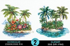 Watercolor Summer Tropical Island Clipart Product Image 1