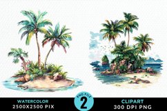 Watercolor Summer Tropical Island Clipart Product Image 1
