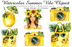 Watercolor Summer Vibe Clipart Product Image 1
