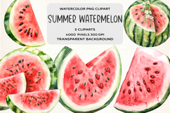 Watercolor Summer Watermelon Clipart Product Image 1