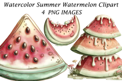 Watercolor Summer Watermelon Clipart Product Image 1