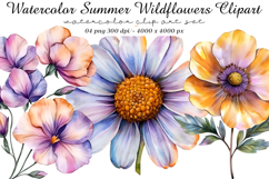 Watercolor Summer Wildflowers Clipart Product Image 1
