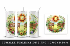 Watercolor sun smiling garden flowers Be Awesome Today motivational quote print tumbler skinny mug wrap clipart t-shirt sublimation printable design