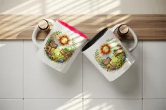 Watercolor sun smiling garden flowers Be Awesome Today motivational quote print tumbler skinny mug wrap clipart t-shirt sublimation printable design