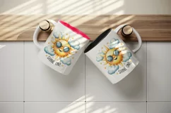 Watercolor sun sunglasses rays smile fluffy clouds Shine On quote print 20 oz tumbler skinny mug wrap clipart t-shirt sublimation printable design