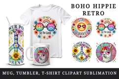 Watercolor sun with sunglasses llama peace sign Boho Hippie Retro quote print tumbler skinny mug wrap clipart t-shirt sublimation printable design png
