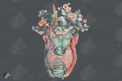 Watercolour sunburnt floral eucalyptus larynx with thyroid. Product Image 9