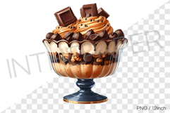 Chocolate chip chunk sundae ice cream PNG clipart dessert Product Image 1