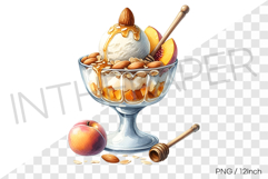 Peach honey nut sundae ice cream PNG clipart dessert illust Product Image 1
