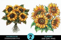 Watercolor Sunflower Clipart Bundle Product Image 4