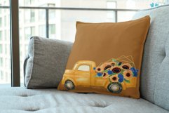 sunflower &amp; blue roses floral watercolor flower pickup truck Product Image 8