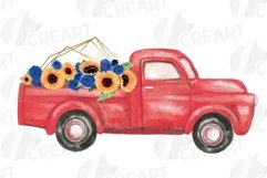 sunflower &amp; blue roses floral watercolor flower pickup truck Product Image 2