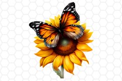 Watercolor Sunflower and Butterfly Clipart Sublimation