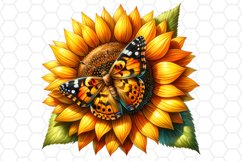 Watercolor Sunflower and Butterfly Clipart Sublimation PNG