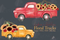 Watercolor sunflower &amp; red roses floral pick up trucks decor Product Image 2