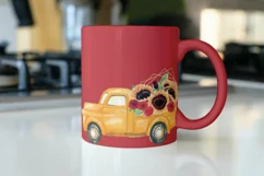 Watercolor sunflower & red roses floral pick up trucks decor Product Image 3