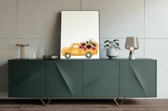Watercolor sunflower &amp; red roses floral pick up trucks decor Product Image 6