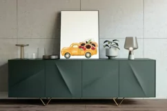 Watercolor sunflower & red roses floral pick up trucks decor Product Image 6