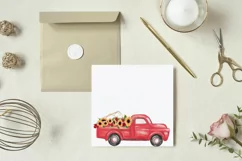 Watercolor sunflower & red roses floral pick up trucks decor Product Image 10