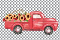 Watercolor sunflower &amp; red roses floral pick up trucks decor Product Image 12