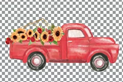 Watercolor sunflower & red roses floral pick up trucks decor Product Image 12