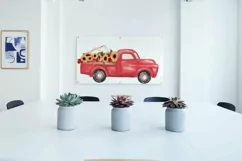 Watercolor sunflower & red roses floral pick up trucks decor Product Image 8