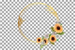 Watercolor sunflowers and white roses, gold bridal templates Product Image 17