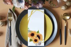 Watercolor sunflowers and white roses, gold bridal templates Product Image 5